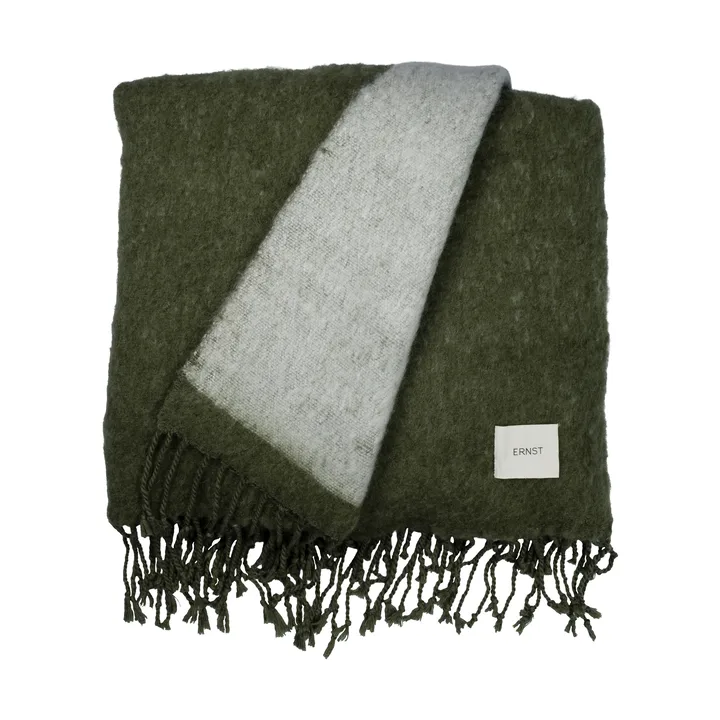 Ernst throw with fringe 130x170 cm - Green-white - ERNST