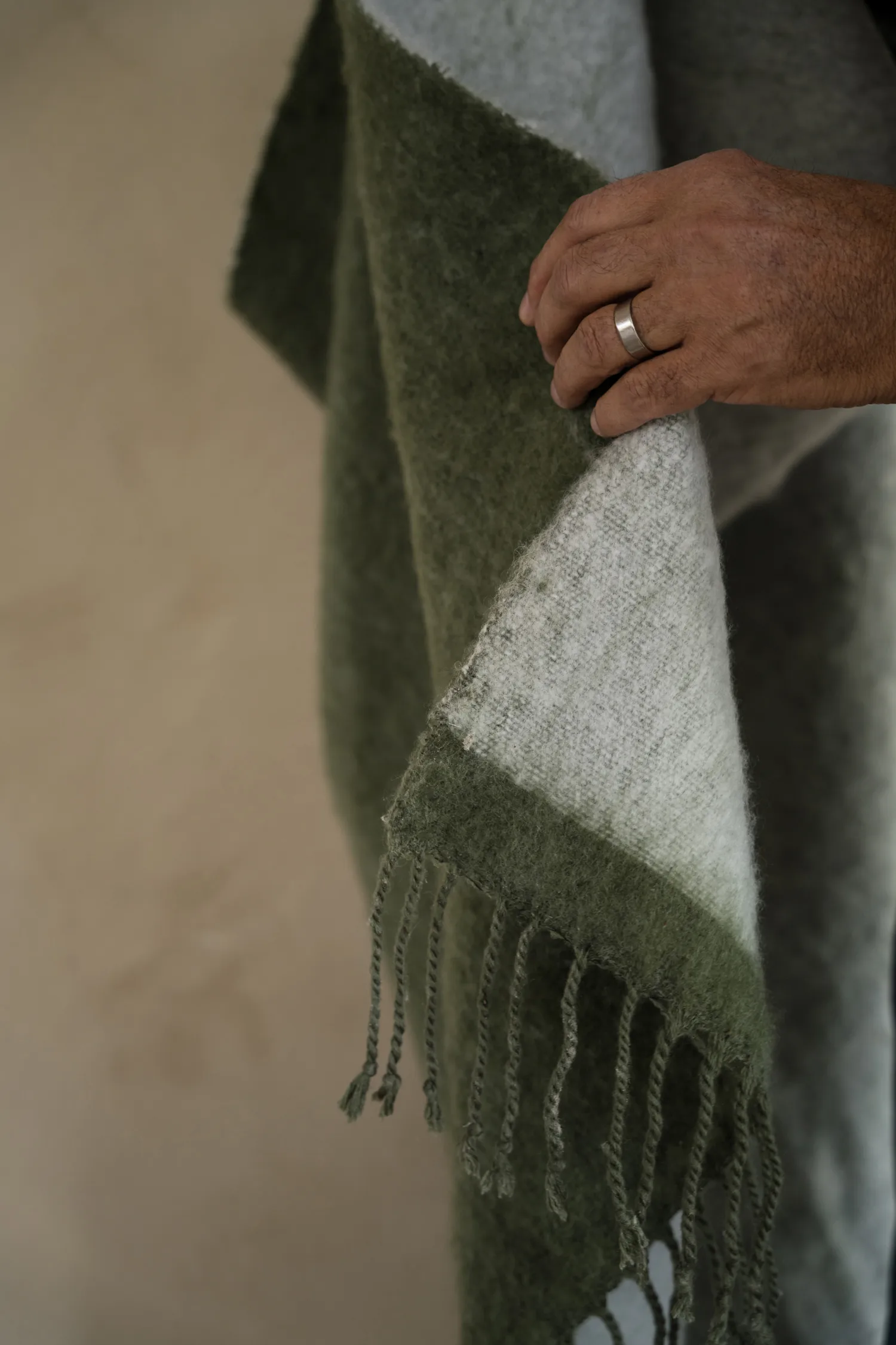 Ernst throw with fringe 130x170 cm, Green-white ERNST