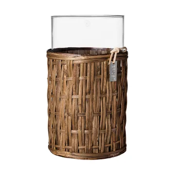 Ernst vase/tealight holder in basket - Dark brown, Ø10x18 cm - ERNST