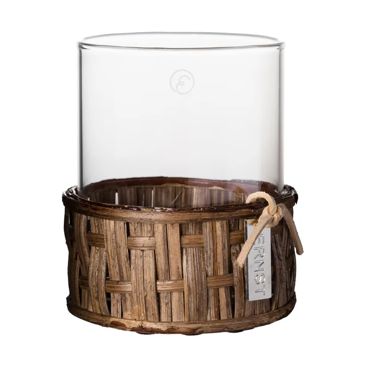 Ernst vase/tealight holder in basket - Dark brown, Ø7x8.5 cm - ERNST