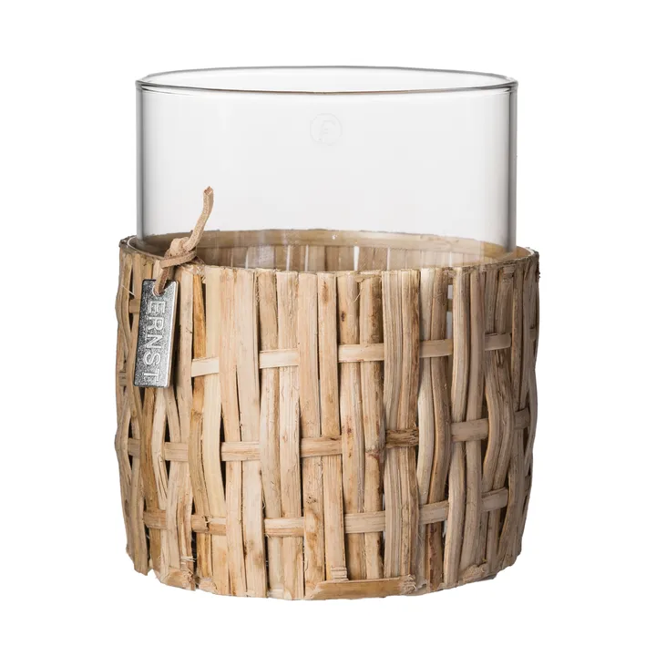 Ernst vase/tealight holder in basket - Nature, Ø10x12 cm - ERNST
