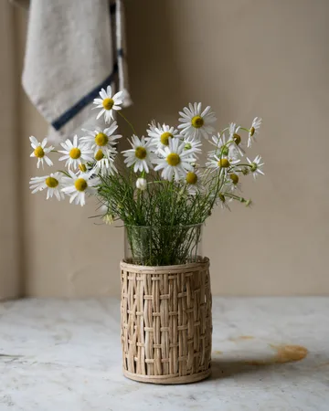 Ernst vase/tealight holder in basket - Nature, Ø10x18 cm - ERNST