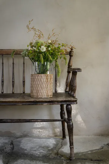 Ernst vase/tealight holder in basket - Nature, Ø18x30 cm - ERNST