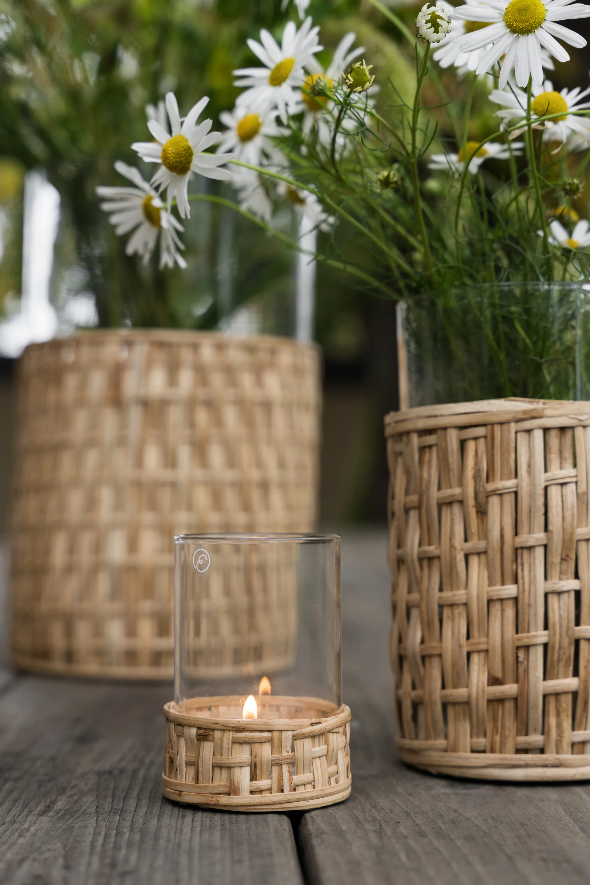 Ernst vase/tealight holder in basket, Nature, Ø7x8.5 cm ERNST