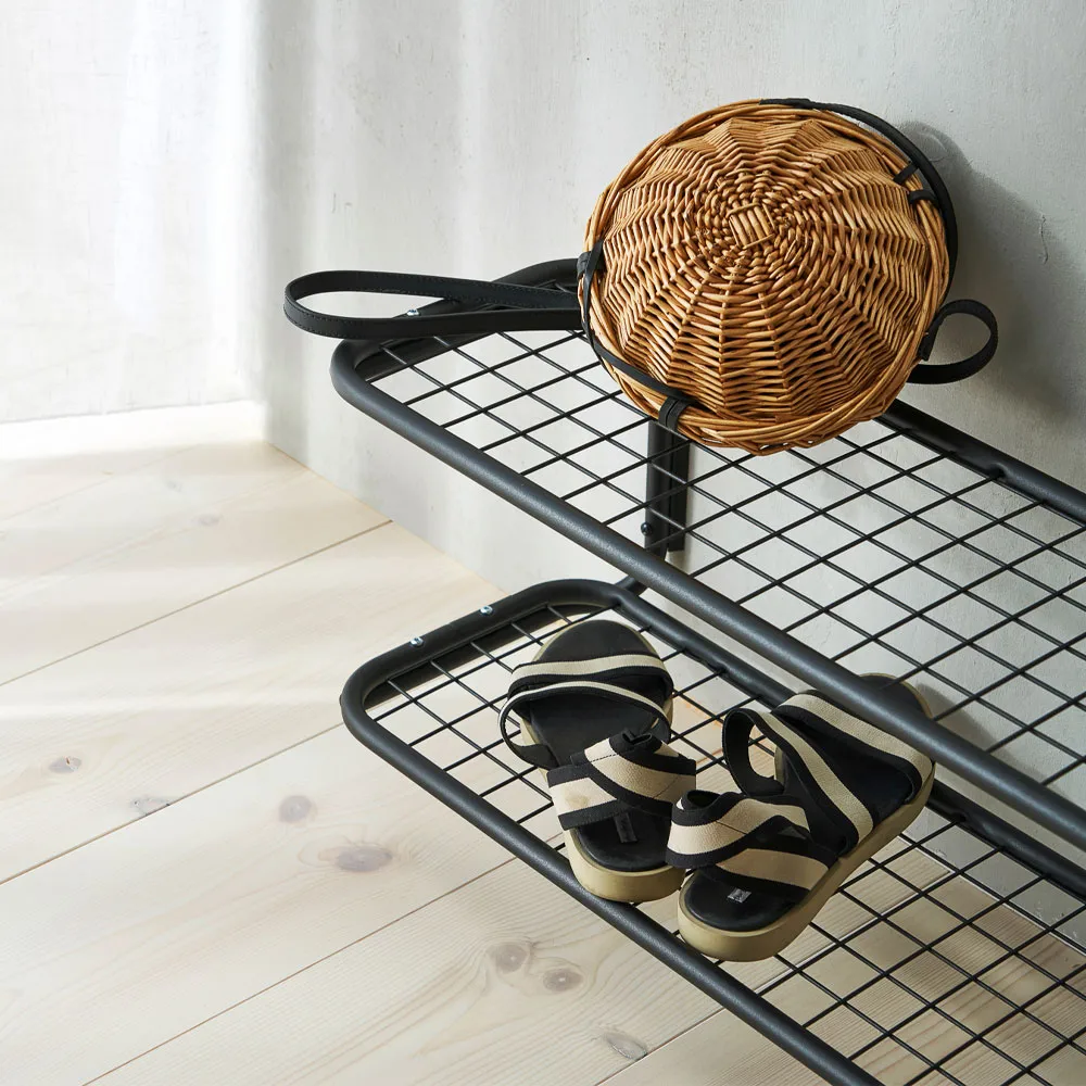 Classic 650 shoe shelf, Black/chrome, 2 levels, 50 cm Essem Design