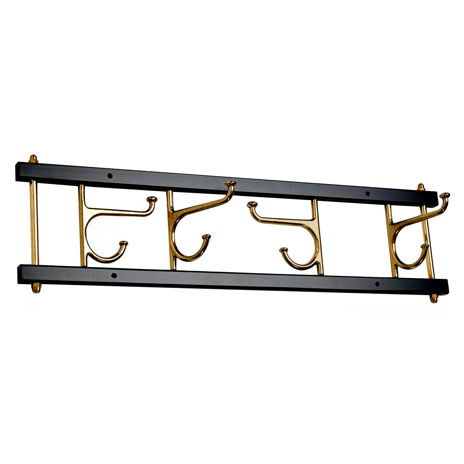 Maxi 4 Dekorativ hook rail, black-brass Essem Design
