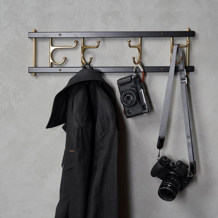 Maxi 4 Dekorativ hook rail - black-brass - Essem Design