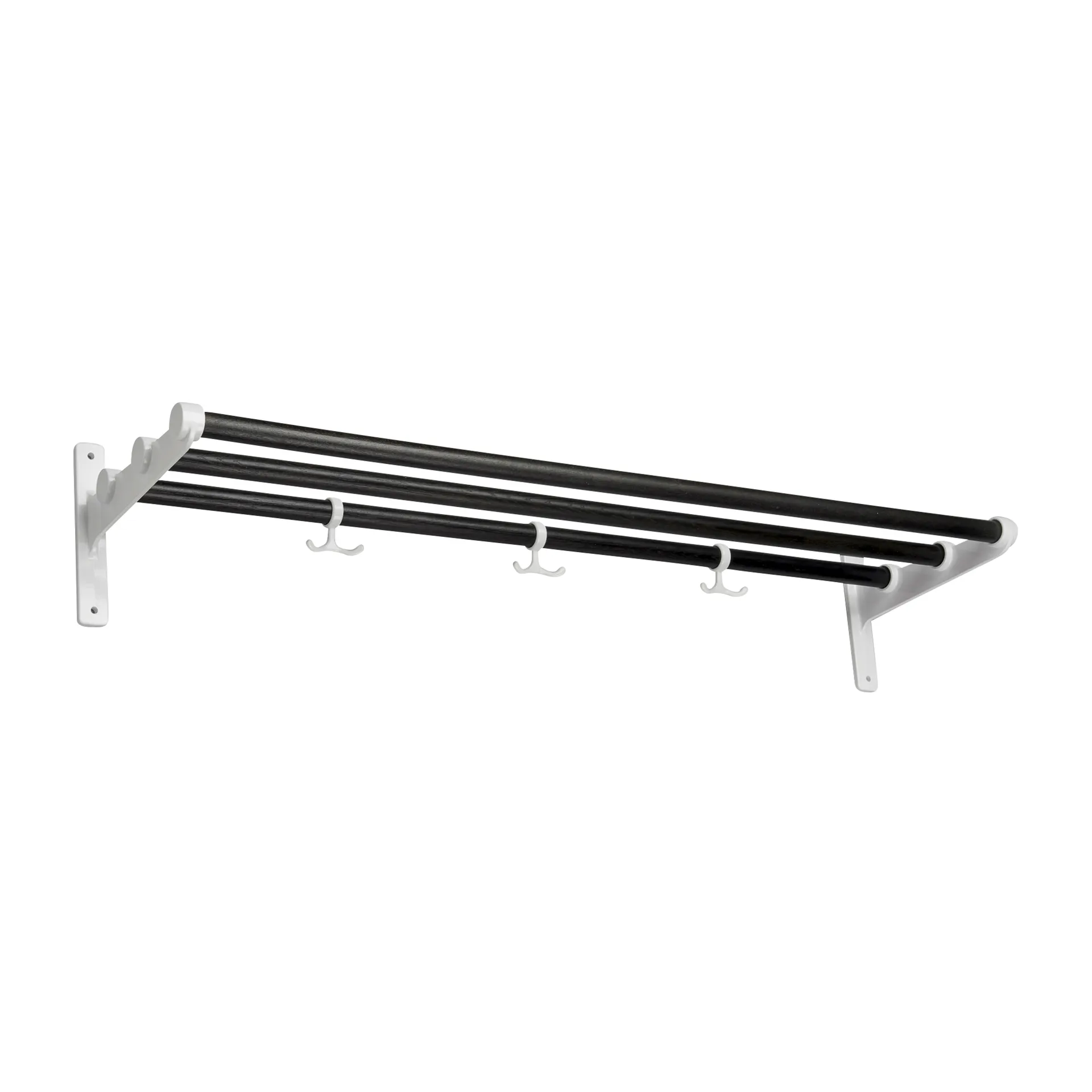Nostalgi hat shelf/ shoe shelf, Black oiled oak-white Essem Design