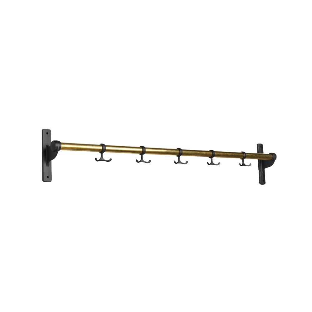 Essem Design Nostalgi Hook rack Brass, black stand | Scandinavian Design | Clothes racks, coat stands & hangers | Gold-coloured
