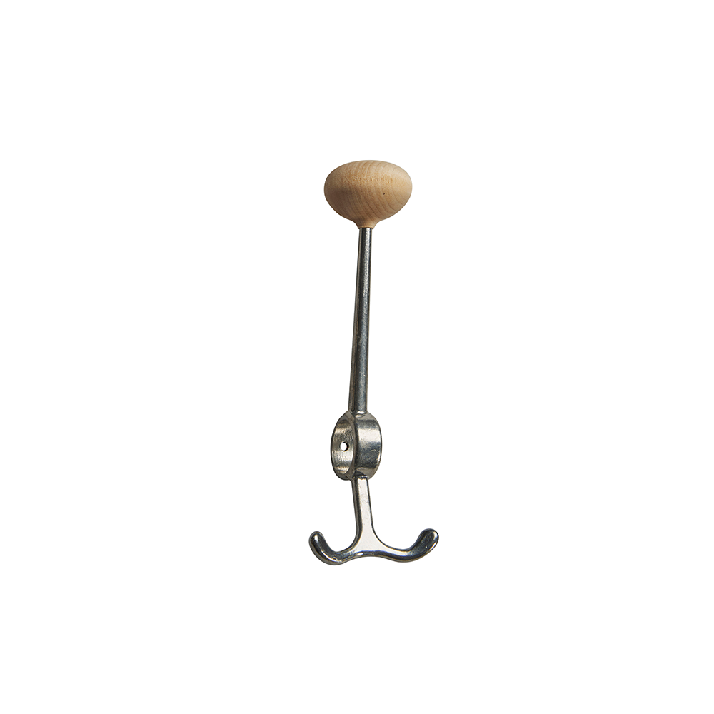 Essem Design Oskar hook Aluminium, birch knob | Scandinavian Design | Clothes hooks & hangers | Silver-coloured