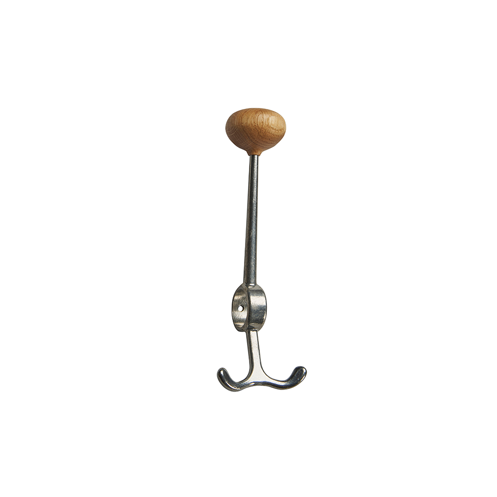 Essem Design Oskar hook Aluminium, oak knob | Scandinavian Design | Clothes hooks & hangers | Silver-coloured