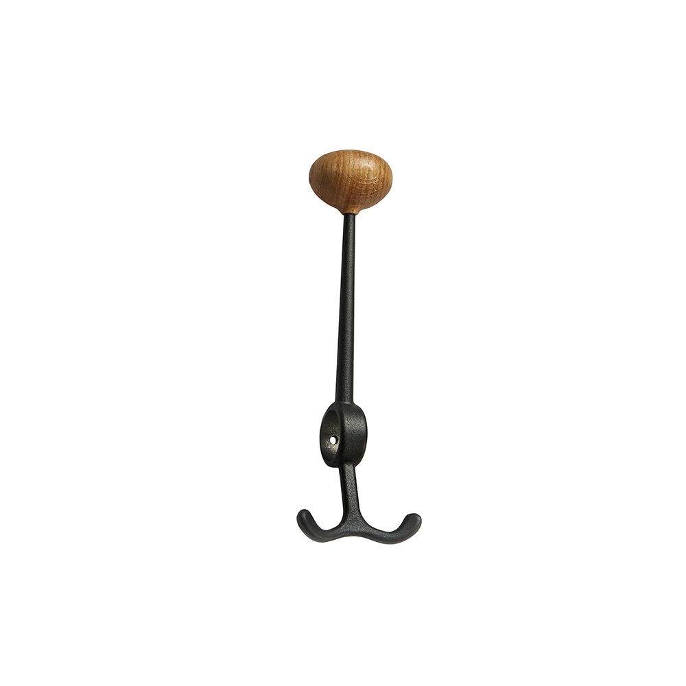 Essem Design Oskar hook Black, oak knob | Scandinavian Design | Clothes hooks & hangers | Black