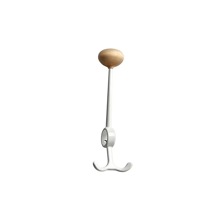 Oskar hook - White, birch knob - Essem Design