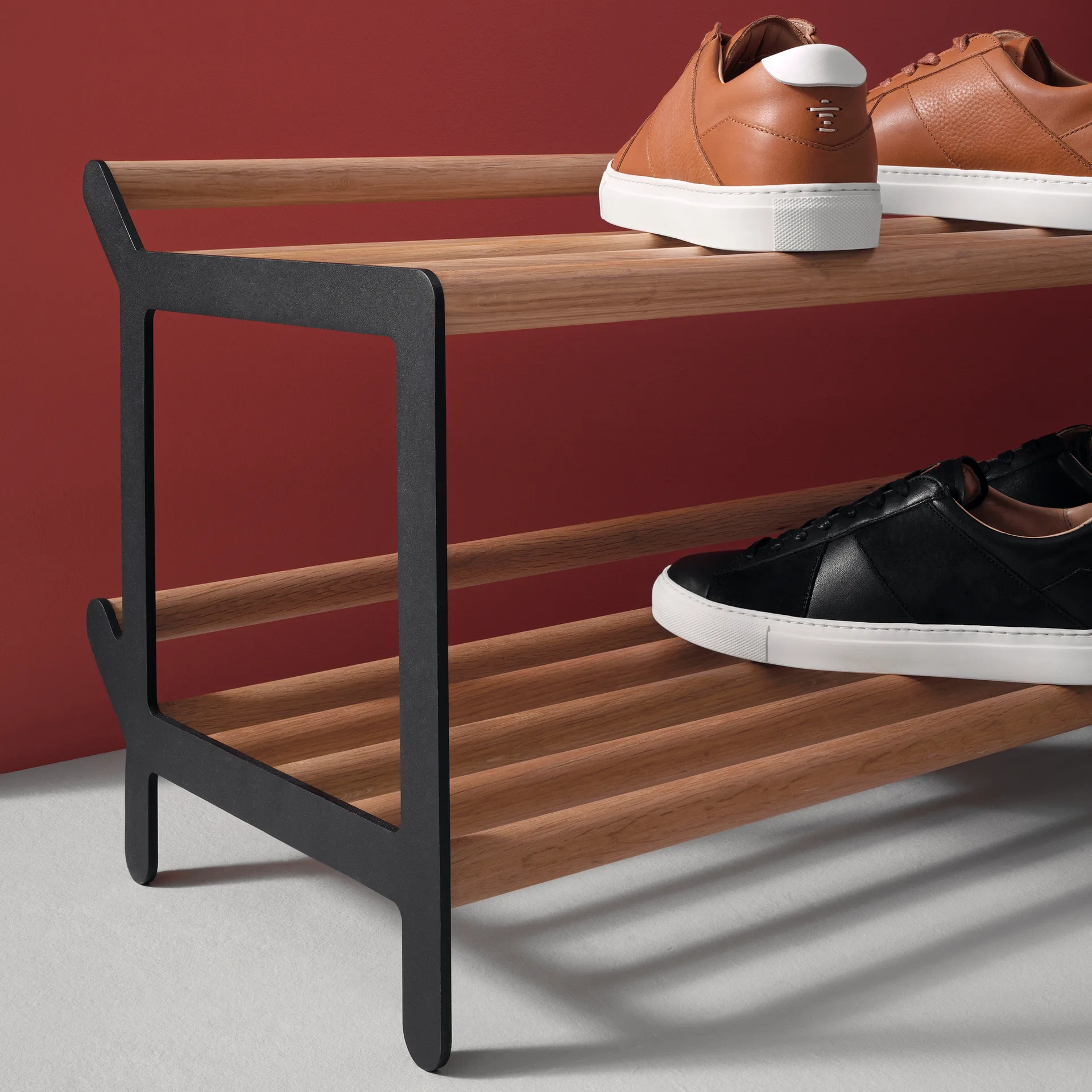 Tamburin shoe shelf 100 cm, oak-black Essem Design