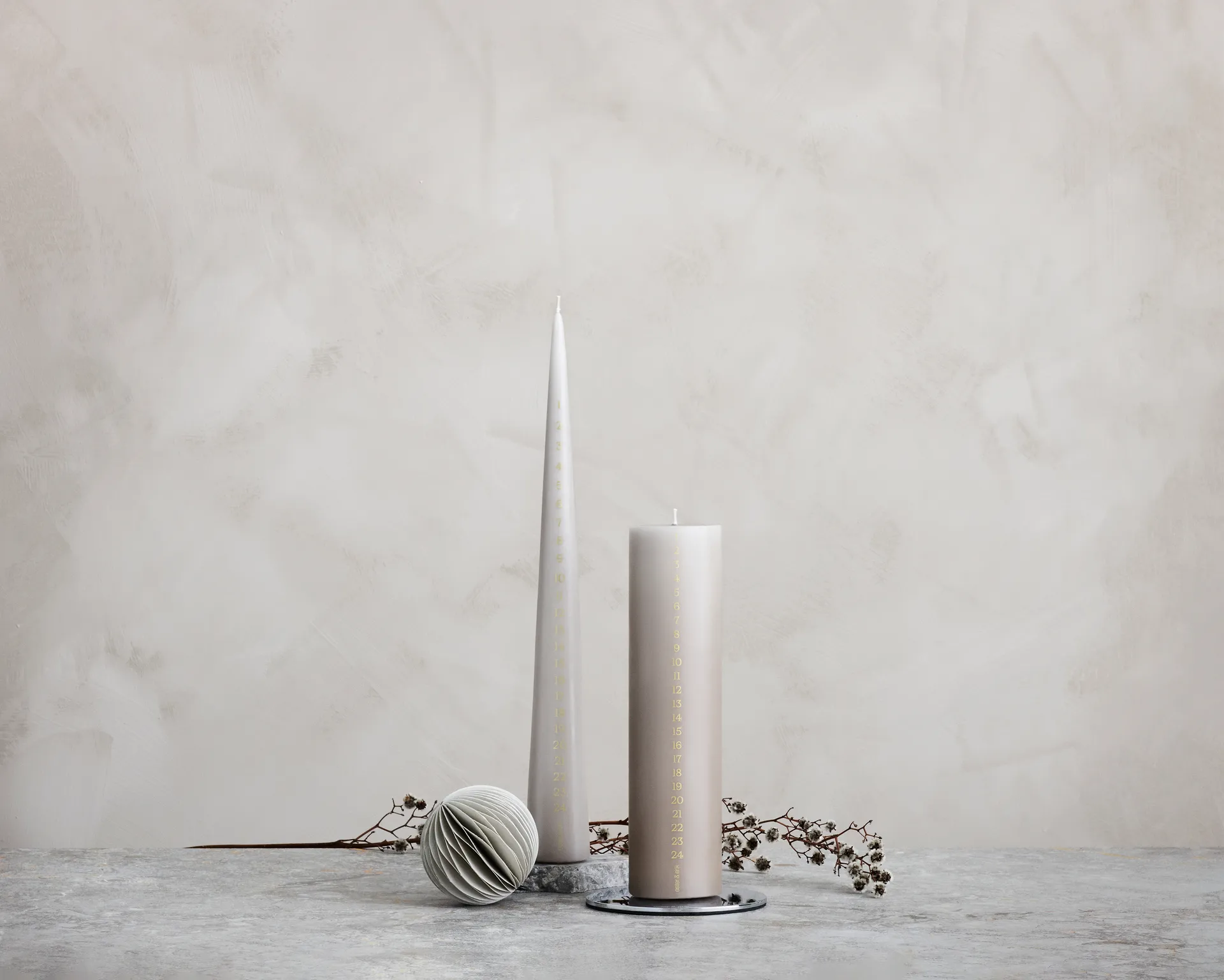 ester & erik advent candle 25 cm, 22 linen grey ester & erik
