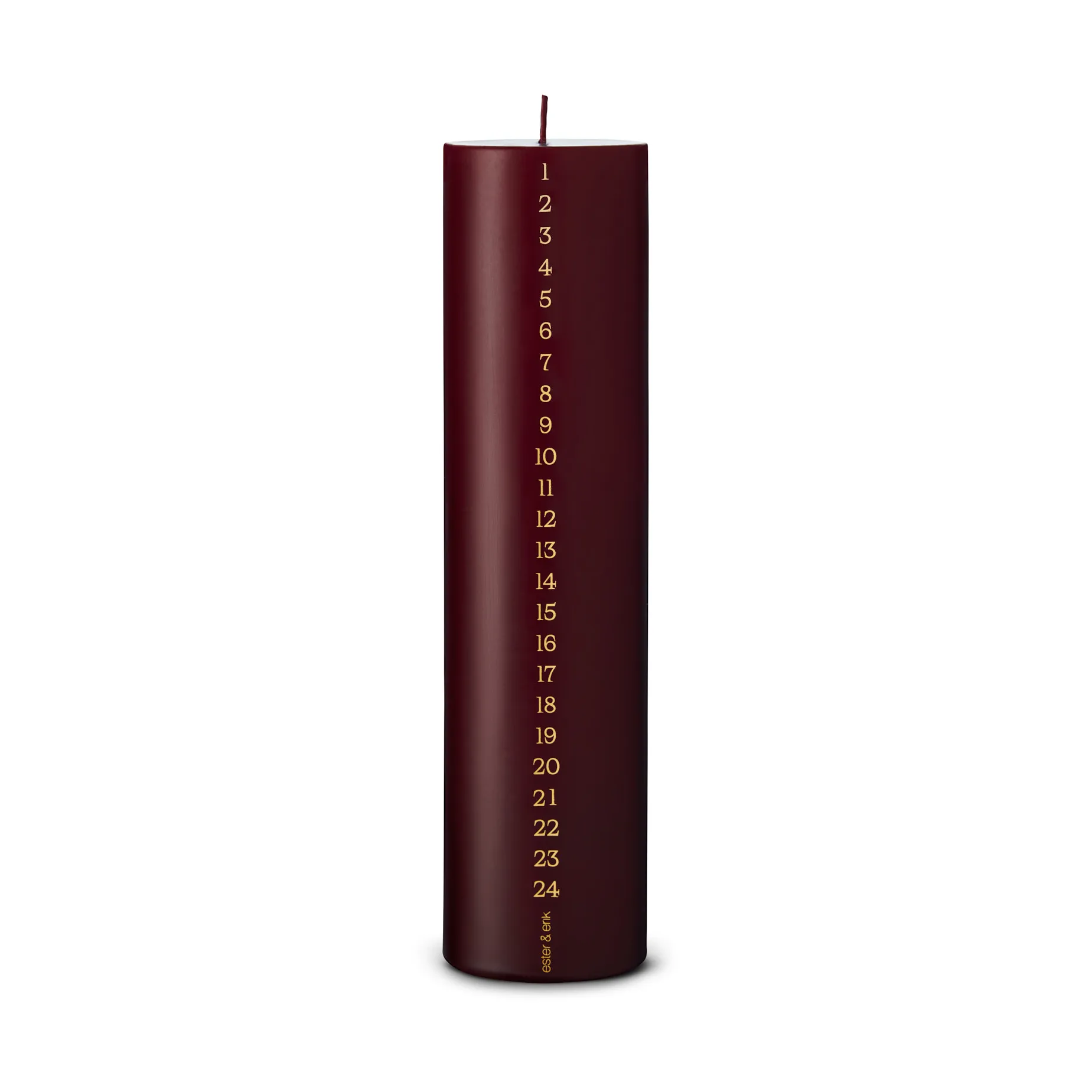 ester & erik advent candle 25 cm, 44/2 deep wine ester & erik