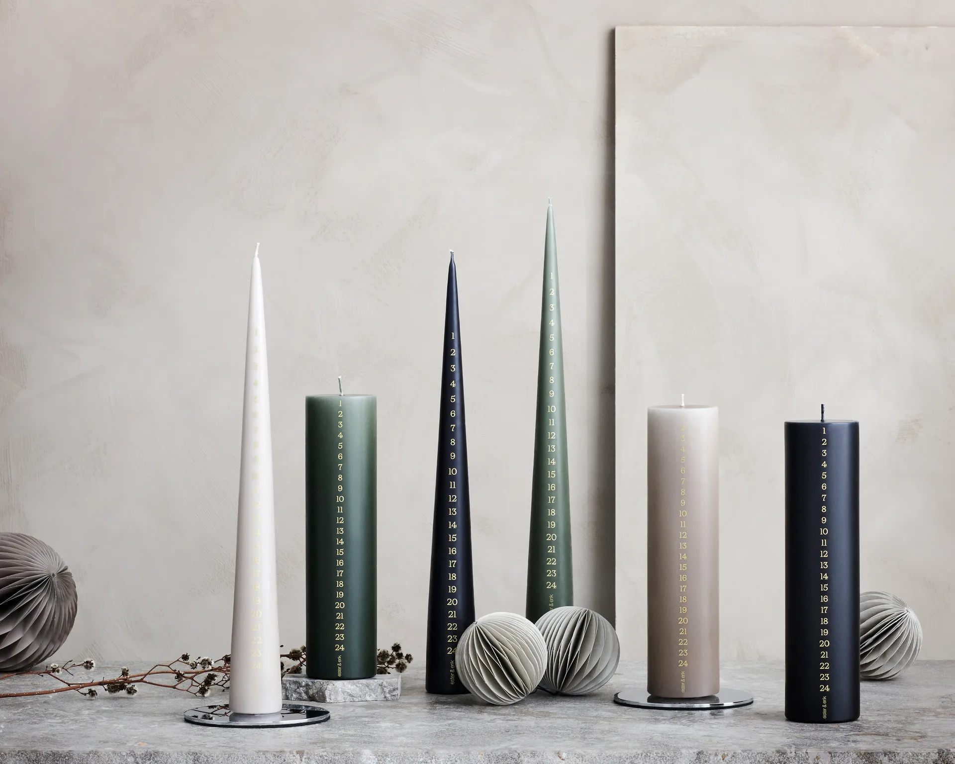 ester & erik advent candle 37 cm, 60 noble pine ester & erik