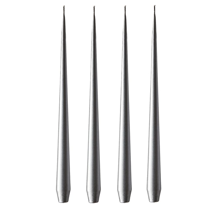 ester & erik candle 32 cm 4-pack metalic - Silver - Ester & erik