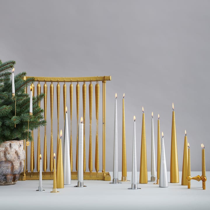 ester & erik candle 32 cm 4-pack metalic, Silver ester & erik