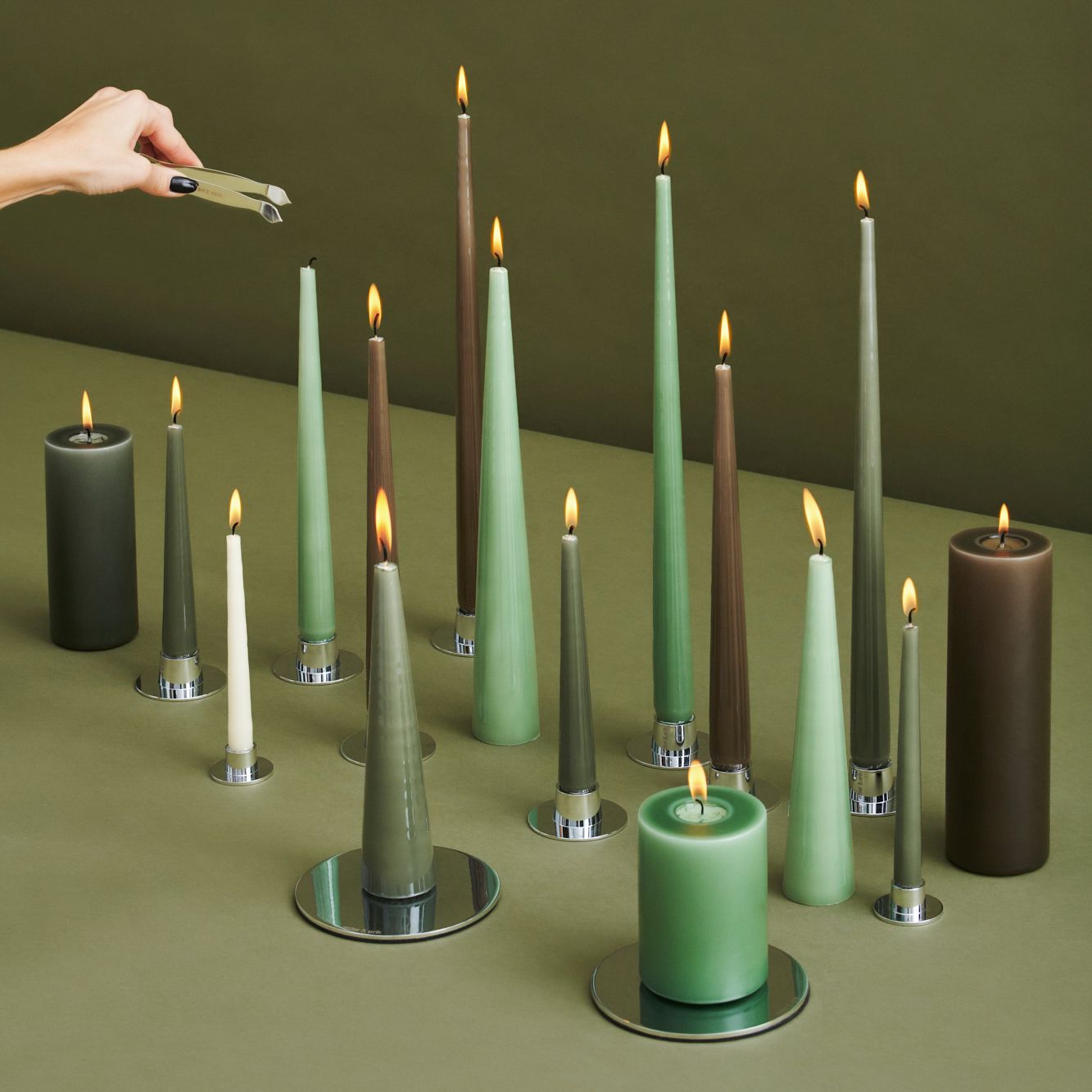 Ester & Erik candle 32 cm 4pack mild green from Ester & Erik