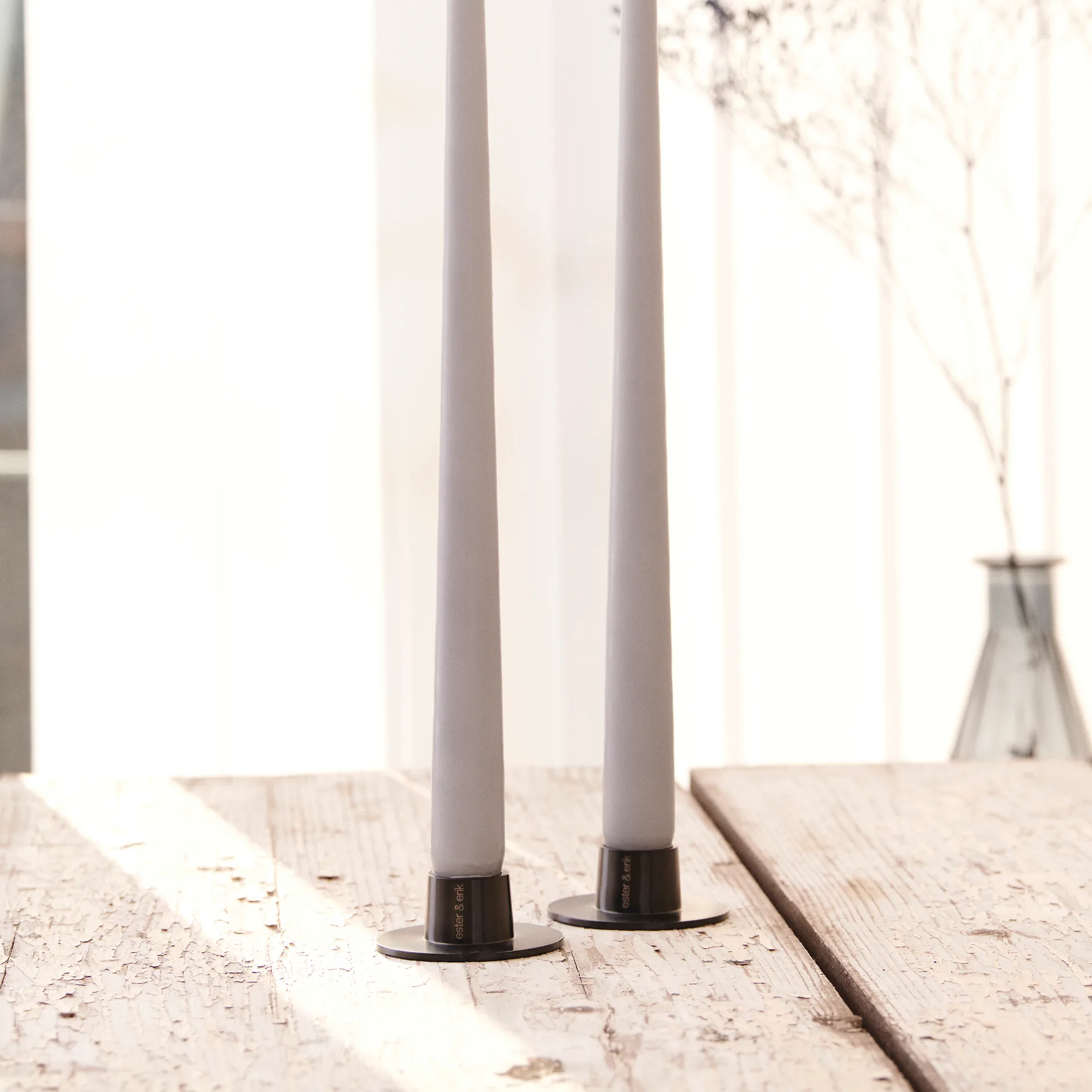 ester & erik candle sticks matte 2-pack, black ester & erik