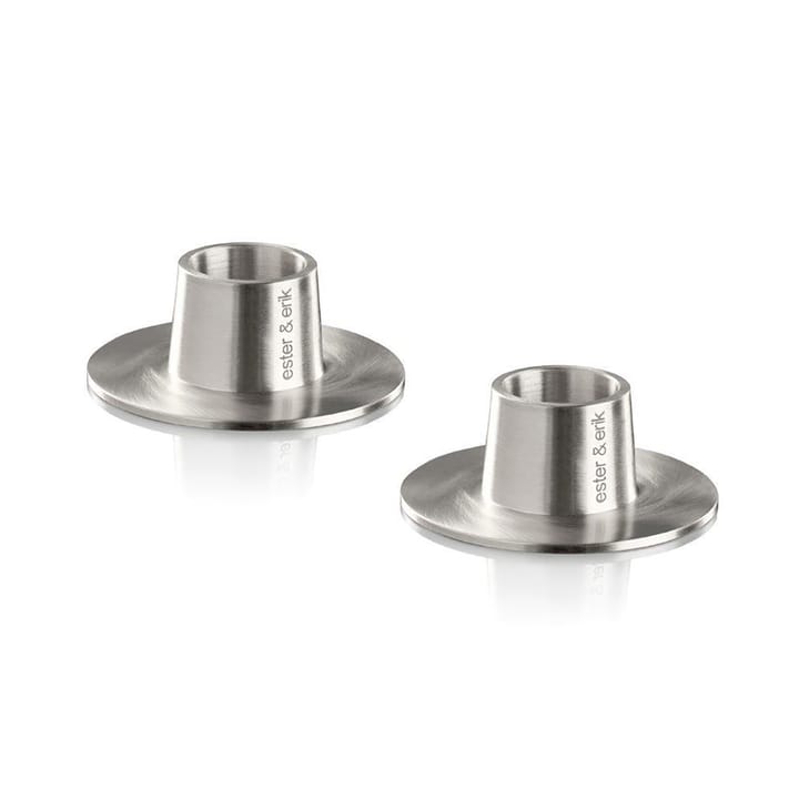 ester & erik candle sticks matte 2-pack - Matte silver - ester & erik