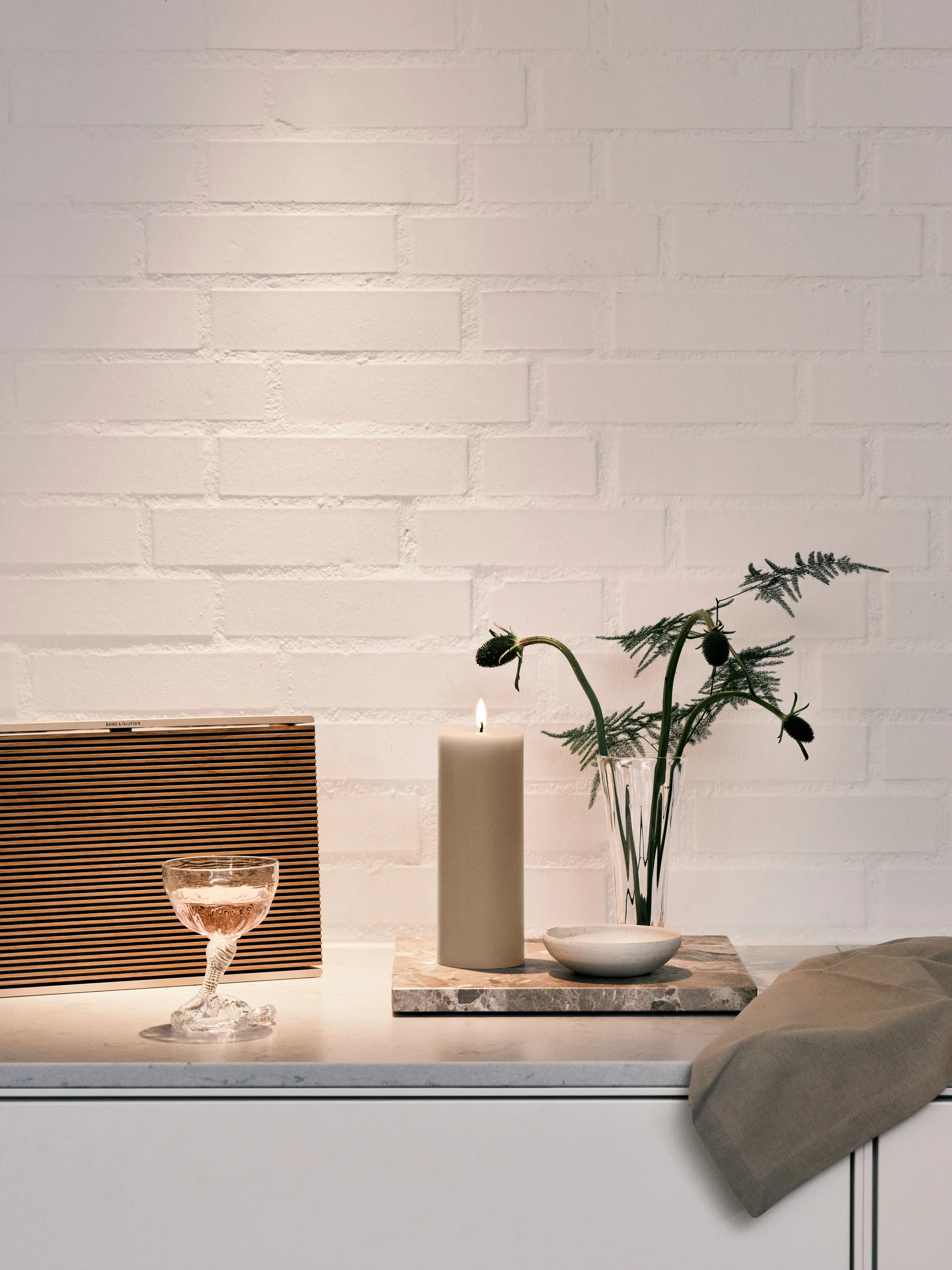 ester & erik pillar candle LED, 22 Linen Grey, 20 cm ester & erik