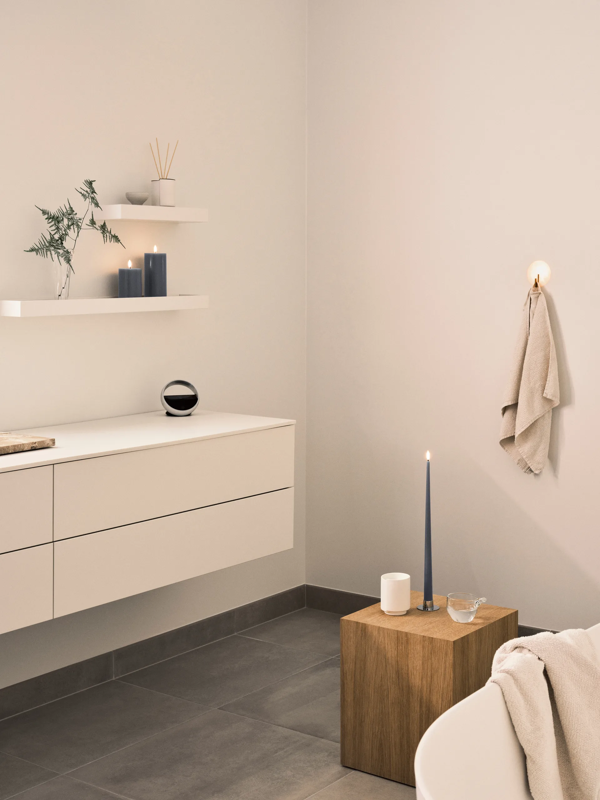 ester & erik pillar candle LED, 74 Dark Slate, 15 cm ester & erik