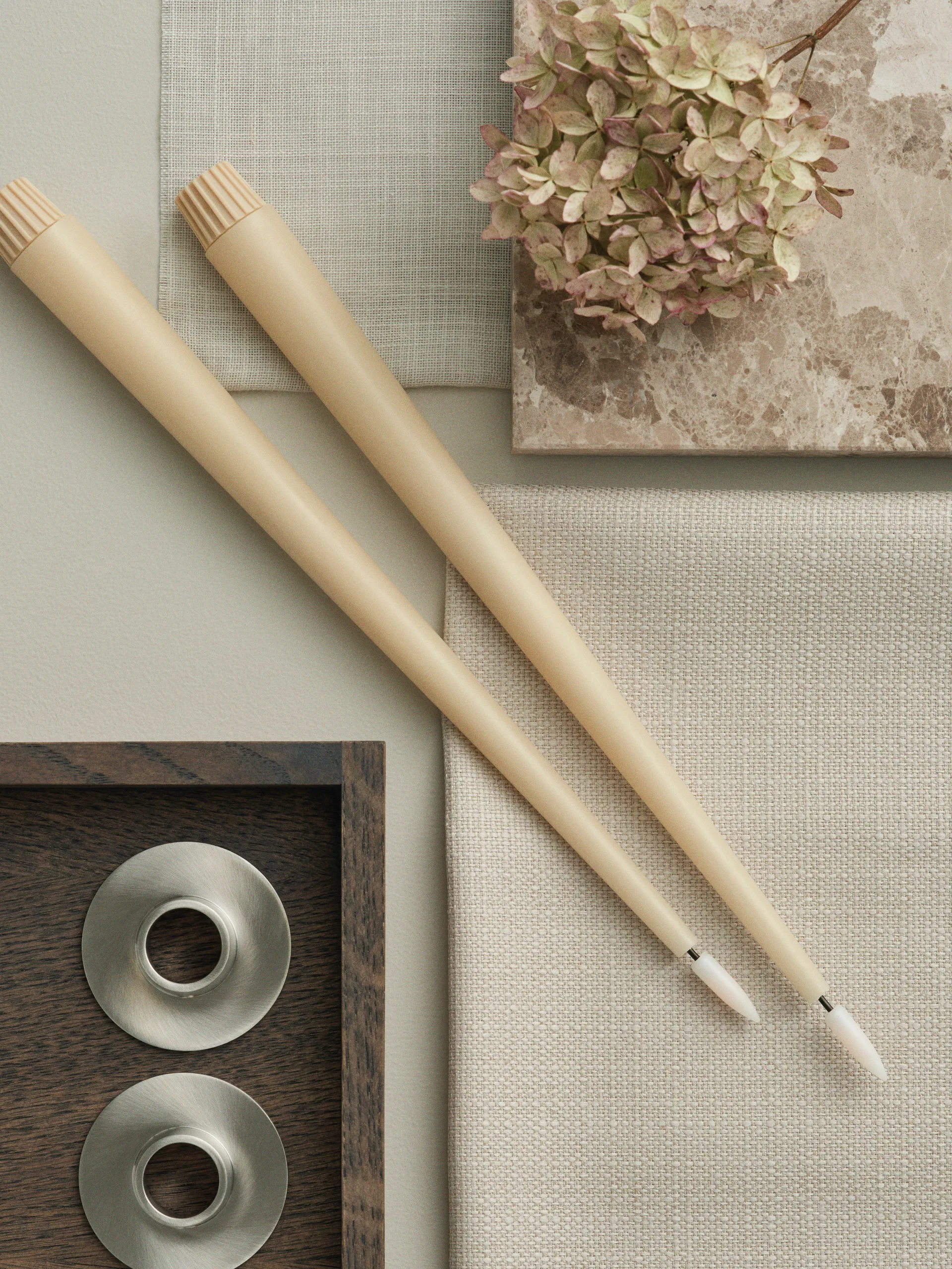 ester & erik taper candle LED 2-pack, 14 Pale ginger , 30 cm ester & erik