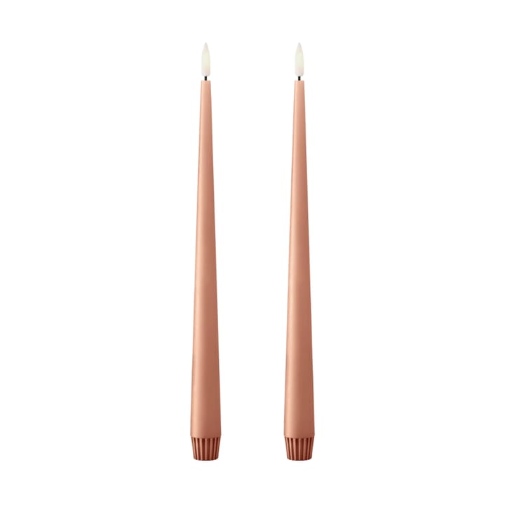 ester & erik taper candle LED 2-pack - 20 Rosy caramel , 30 cm - Ester & erik