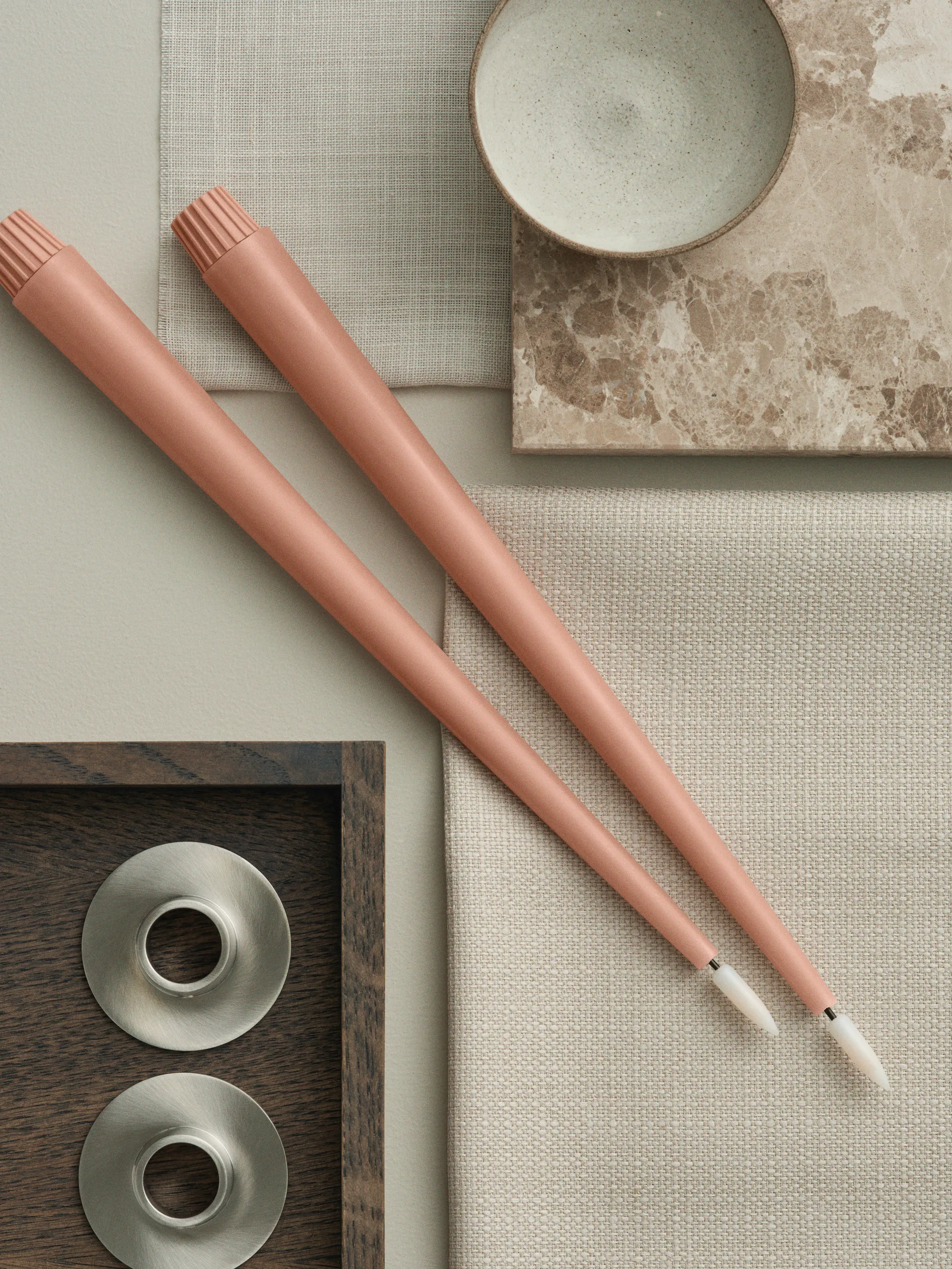 ester & erik taper candle LED 2-pack, 20 Rosy caramel , 30 cm ester & erik