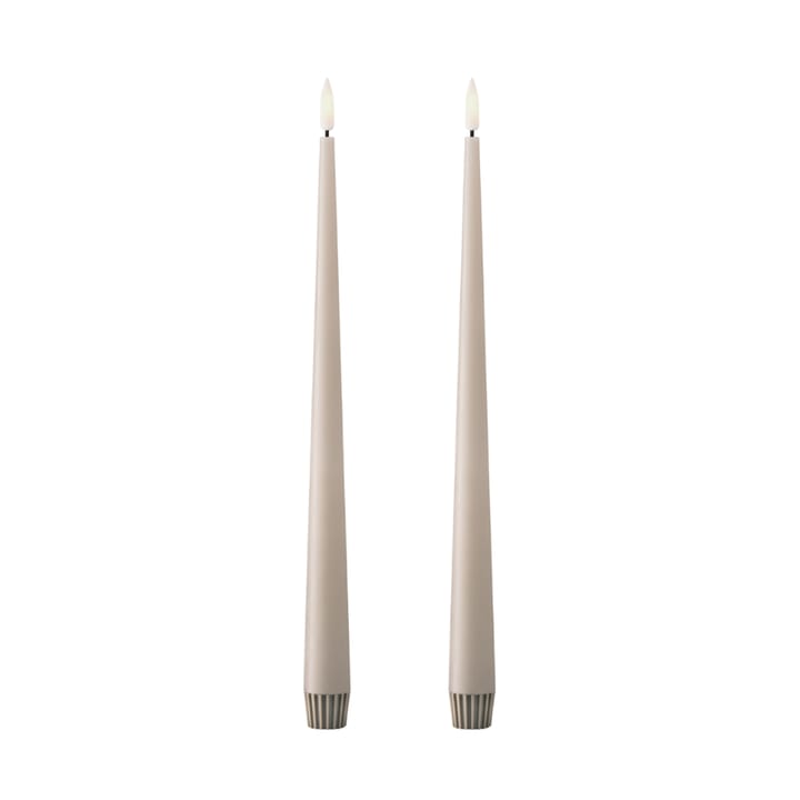 ester & erik taper candle LED 2-pack - 22 Linen Grey , 30 cm - Ester & erik