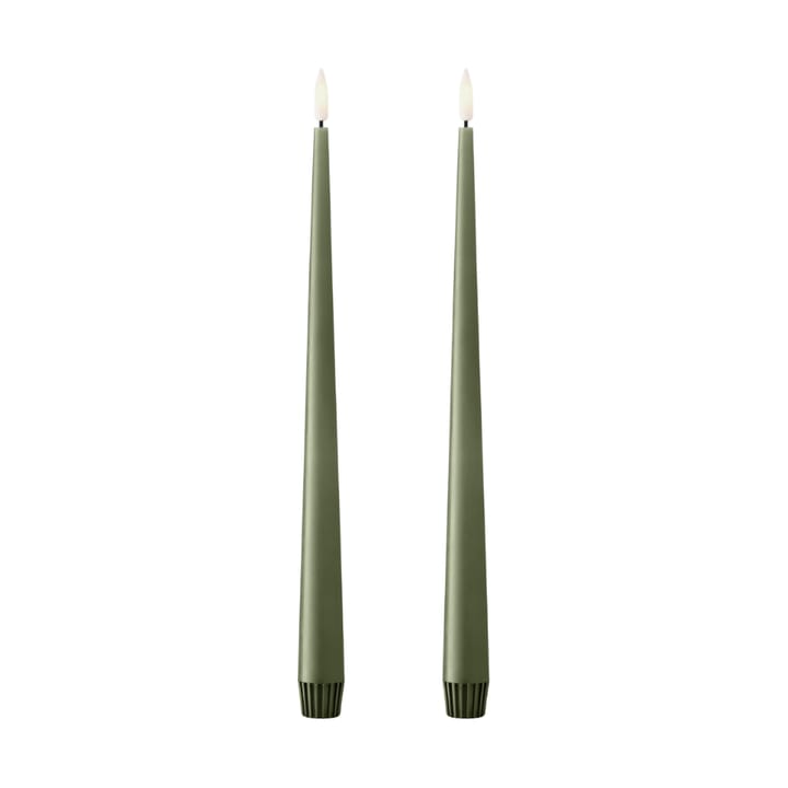 ester & erik taper candle LED 2-pack - 70 Green Soil , 30 cm - Ester & erik