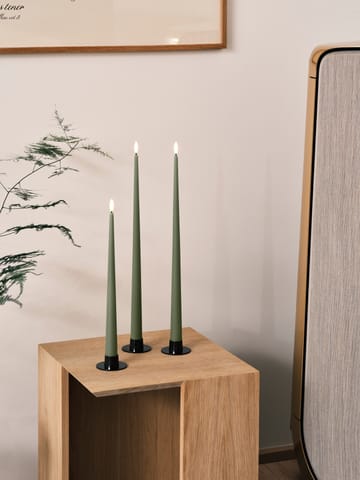 ester & erik taper candle LED 2-pack - 70 Green Soil , 30 cm - ester & erik