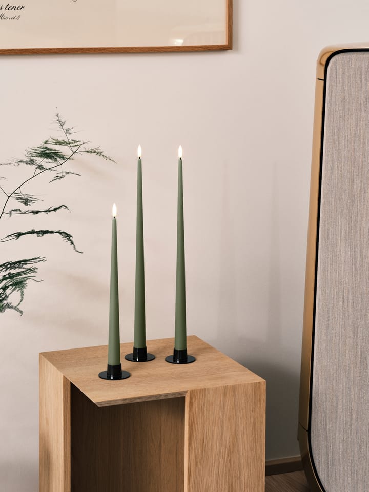 ester & erik taper candle LED 2-pack, 70 Green Soil , 30 cm ester & erik