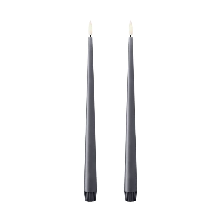 ester & erik taper candle LED 2-pack - 74 Dark Slate , 30 cm - Ester & erik