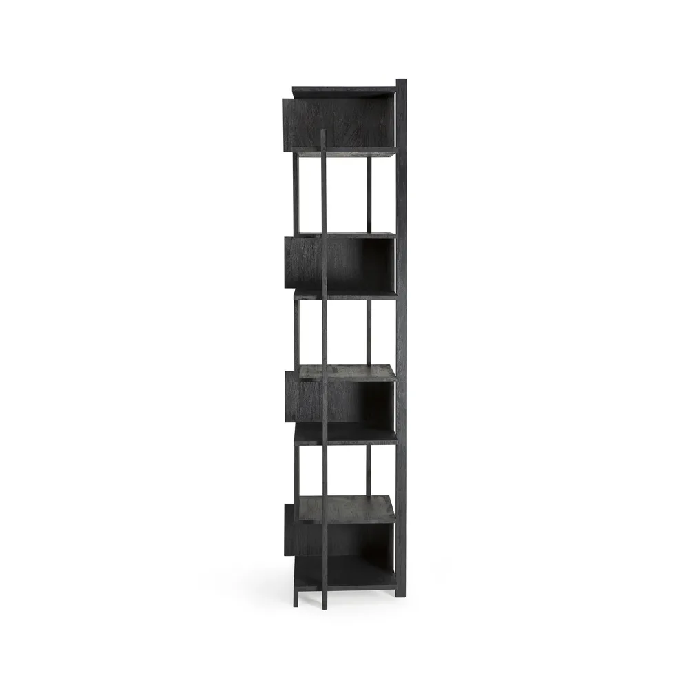 Abstract Column shelf, Black teak 203x49 cm Ethnicraft