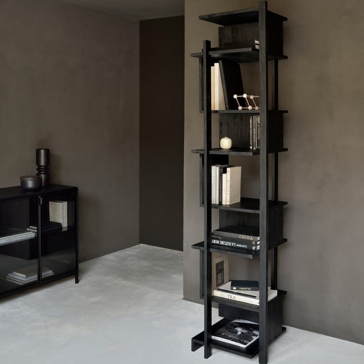Abstract Column shelf, Black teak 203x49 cm Ethnicraft