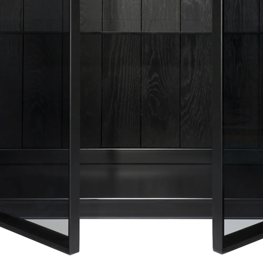 Anders display cabinet, Black 2 glass doors-Metal Ethnicraft