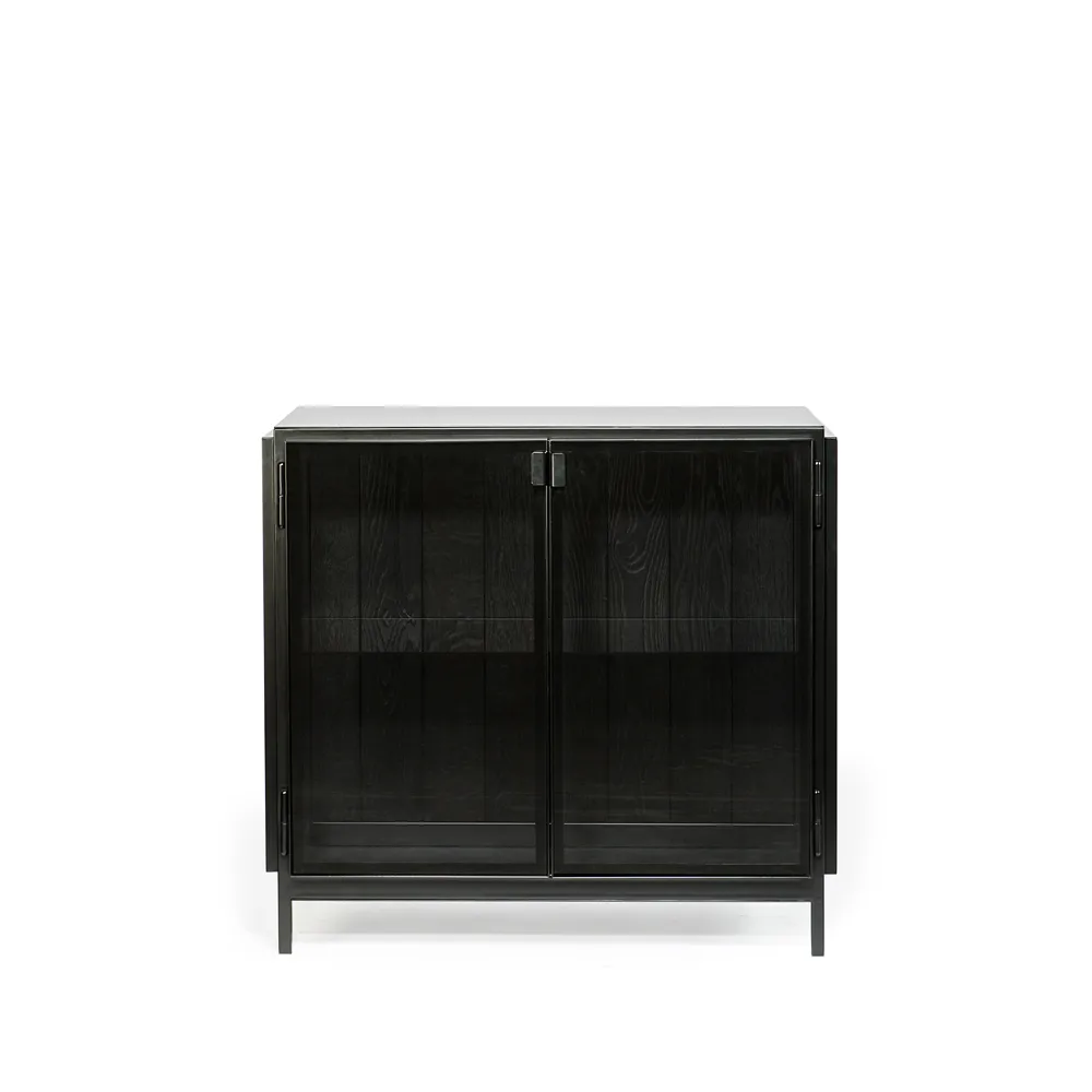 Anders sideboard, Black 2 glass doors metal Ethnicraft