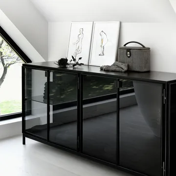 Anders sideboard - Black 2 glass doors metal - Ethnicraft