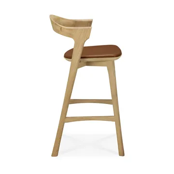 Beech bar stool - Lacquered oak–leather Cognac, 65 cm - Ethnicraft