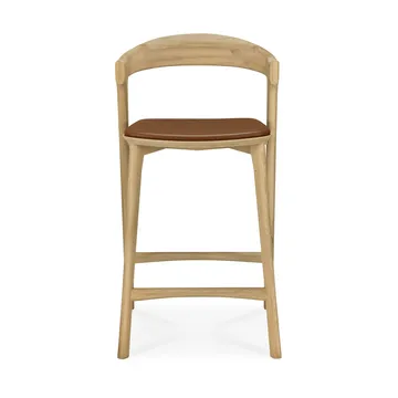 Beech bar stool - Lacquered oak–leather Cognac, 65 cm - Ethnicraft