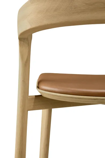 Beech bar stool - Lacquered oak–leather Cognac, 65 cm - Ethnicraft