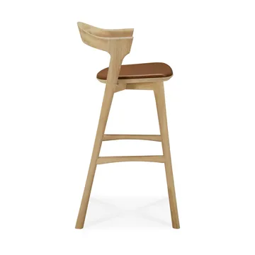 Beech bar stool - Lacquered oak–leather Cognac, 75 cm - Ethnicraft