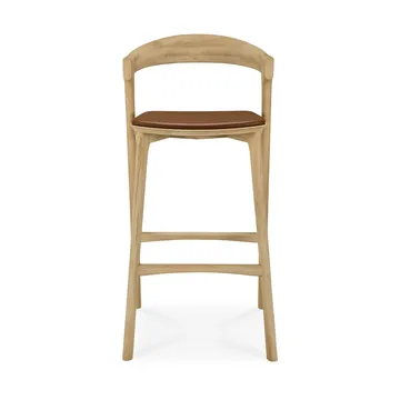 Beech bar stool - Lacquered oak–leather Cognac, 75 cm - Ethnicraft