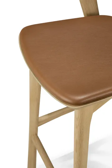Beech bar stool - Lacquered oak–leather Cognac, 75 cm - Ethnicraft