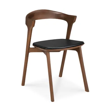 Beech dining chair - Brown teak-black leather - Ethnicraft