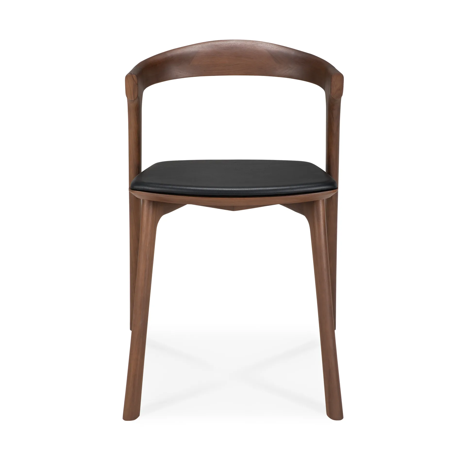 Beech dining chair, Brown teak-black leather Ethnicraft