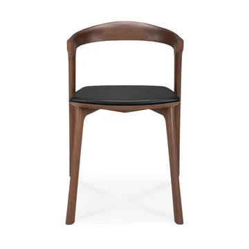 Beech dining chair - Brown teak-black leather - Ethnicraft